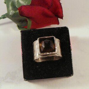 SILPADA Sterling Silver Wide Ring With Smokey Quartz Stone Ring Size 10